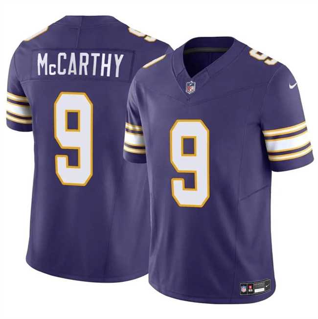 Men & Women & Youth Minnesota Vikings #9 J.J. McCarthy Purple 2024 Draft F.U.S.E. Throwback Vapor Untouchable Limited Stitched Jersey->minnesota vikings->NFL Jersey